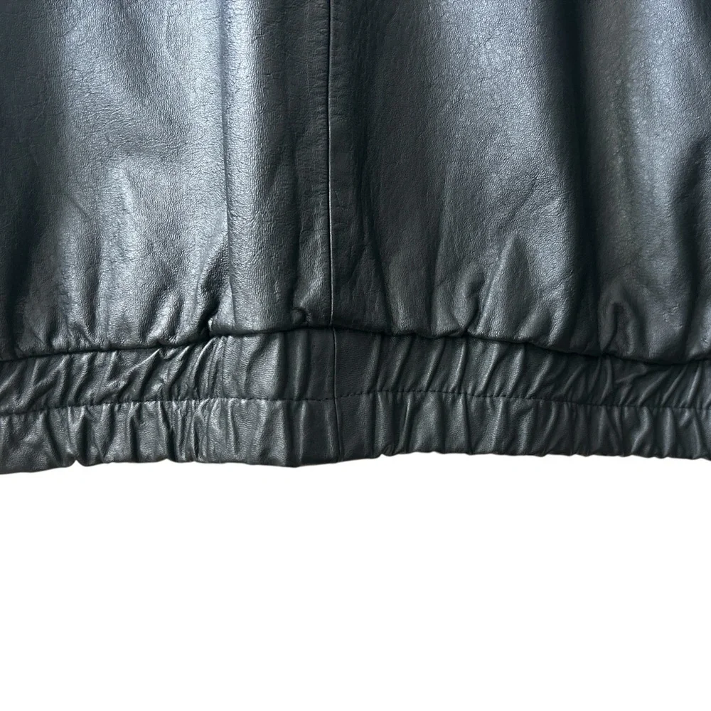 Vintage Black Leather Bomber Jacket Oakton Ltd Leather Collection Men’s Large